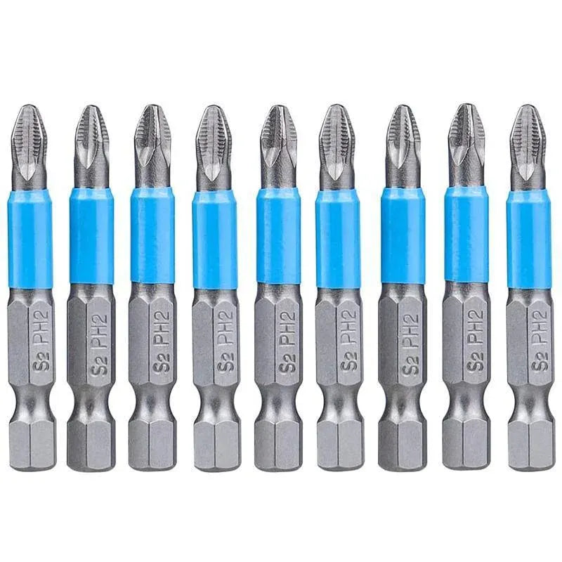 10PCS Anti Slip Electric Hex Shank 50mm PH2 Cross Head Screwdriver Bits Set V528-SCREWDRIVERBIT-10PCS-580712