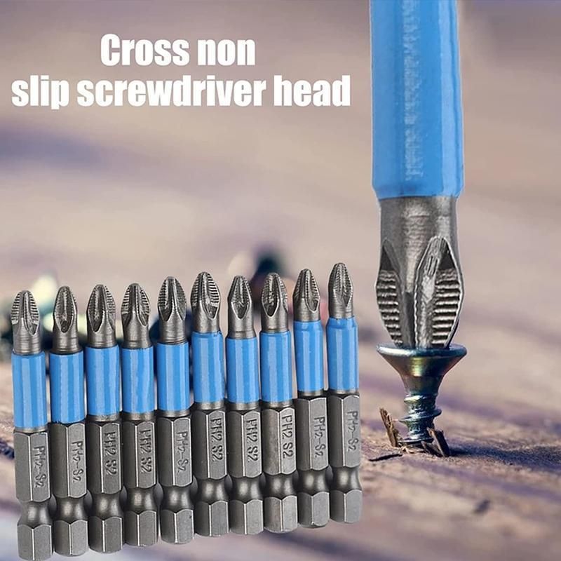 10PCS Anti Slip Electric Hex Shank 50mm PH2 Cross Head Screwdriver Bits Set V528-SCREWDRIVERBIT-10PCS-580712