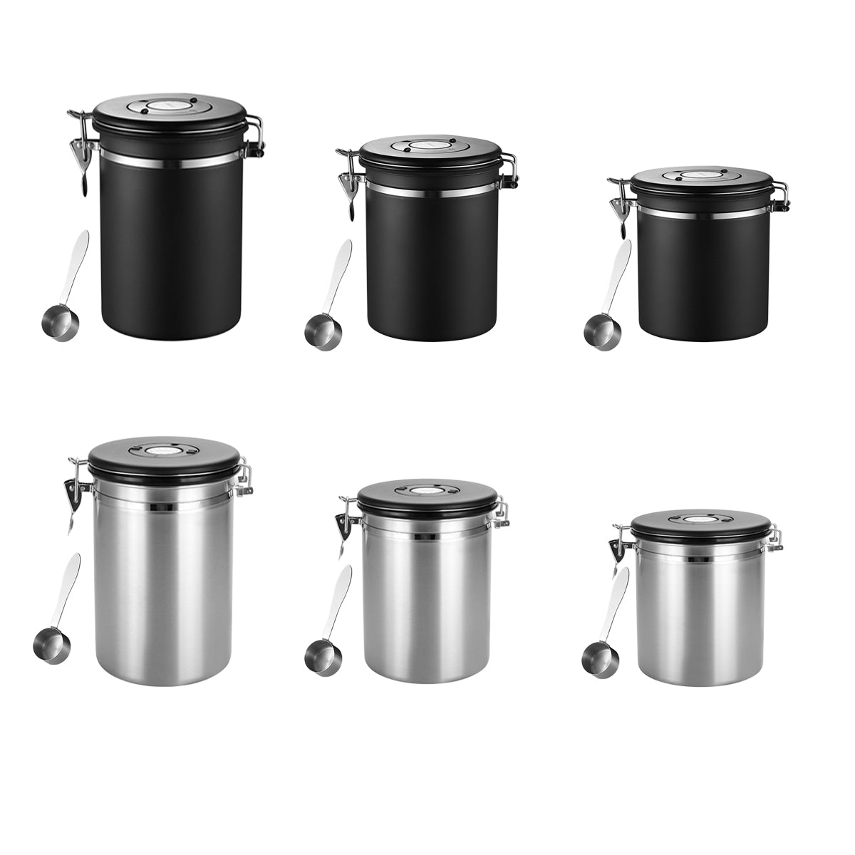 Coffee Powder Sealed Jar Airtight Storage Container for Kitchen Tea Sugar Beans - Silvery-1500ml V528-SEALED-JAR-1500ML-154897