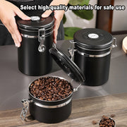 Coffee Powder Sealed Jar Airtight Storage Container for Kitchen Tea Sugar Beans - Silvery-1500ml V528-SEALED-JAR-1500ML-154897