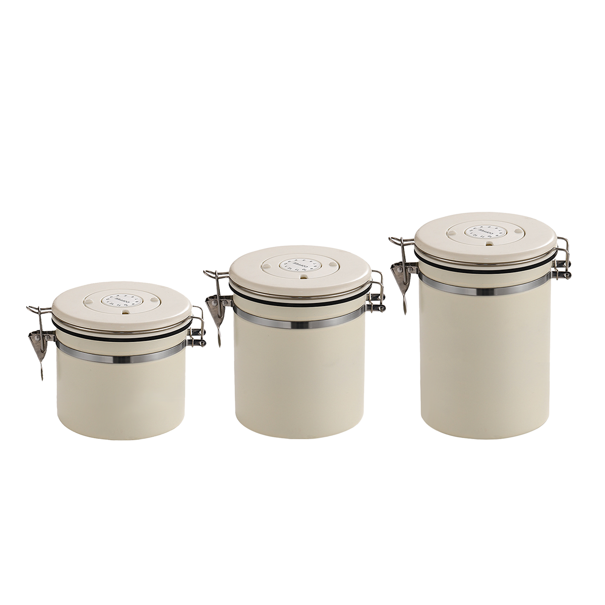 3 Sizes Stainless Steel Coffee Bean Powder Storage Jar Sealed Canister with Valve - 1.2L V528-SEALED-JAR-WHITE-1200ML-985704