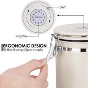 3 Sizes Stainless Steel Coffee Bean Powder Storage Jar Sealed Canister with Valve - 1.2L V528-SEALED-JAR-WHITE-1200ML-985704