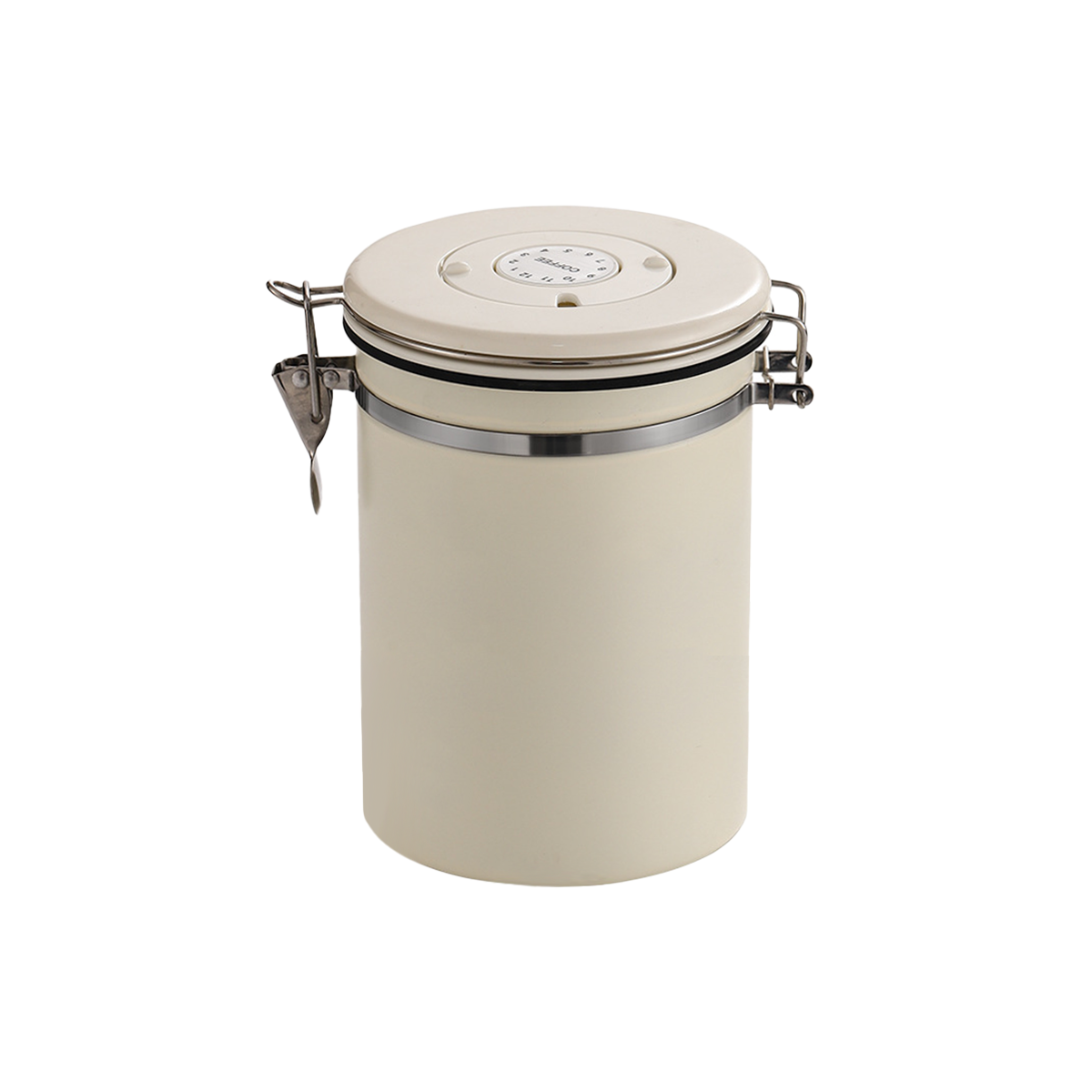 3 Sizes Stainless Steel Coffee Bean Powder Storage Jar Sealed Canister with Valve - 1.2L V528-SEALED-JAR-WHITE-1200ML-985704