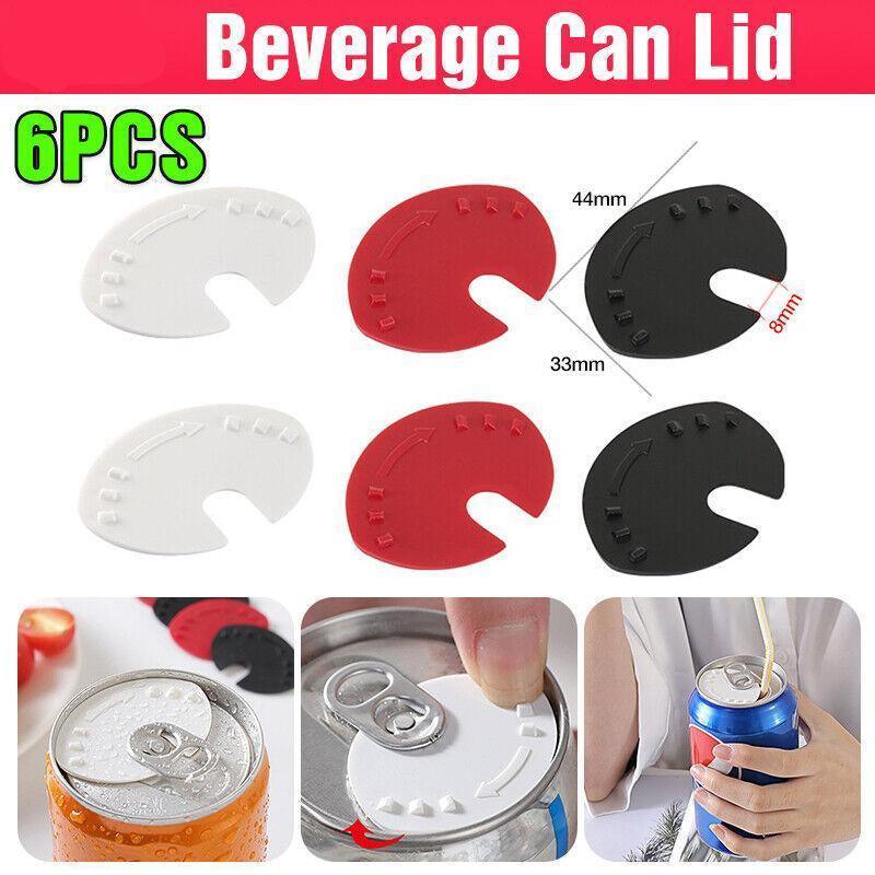 6Pcs Beverage Can Lid Cap Soda Soft Drink Snaps Tops Cover Lock Sealer Protector V528-SEALERPROTECTO-6PCS-457069