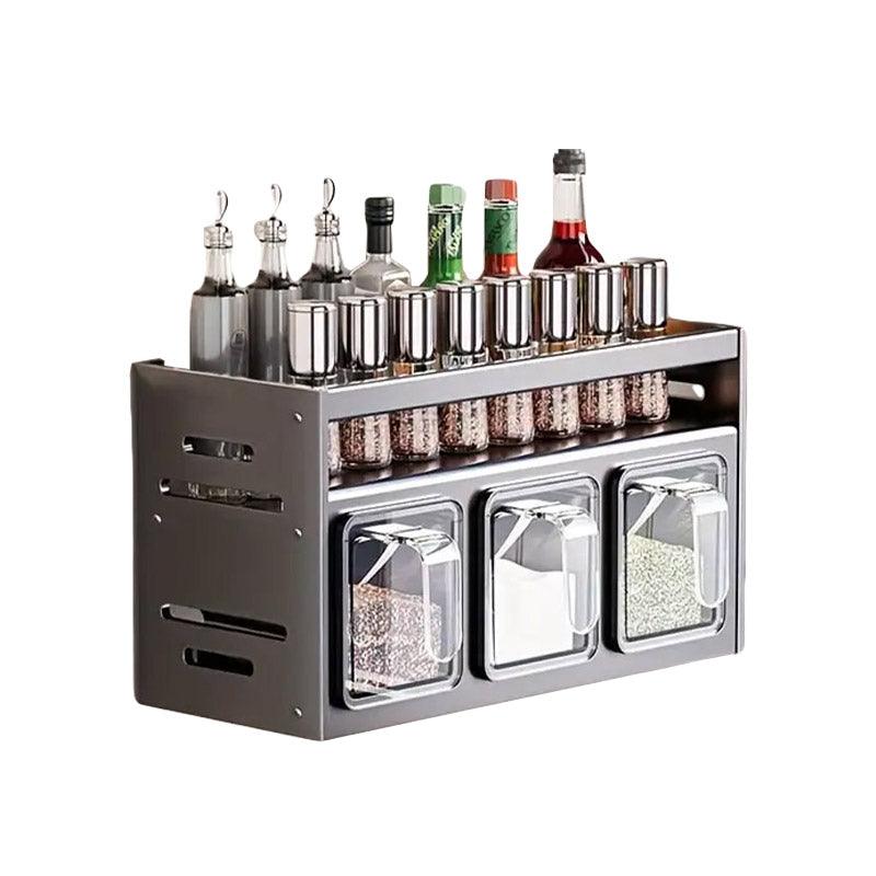 Wall Mounted Kitchen Spice Box Shelf Multifunctional Organiser for Herbs Spices - 4-Grids V528-SEASONING-BOX-4-511454