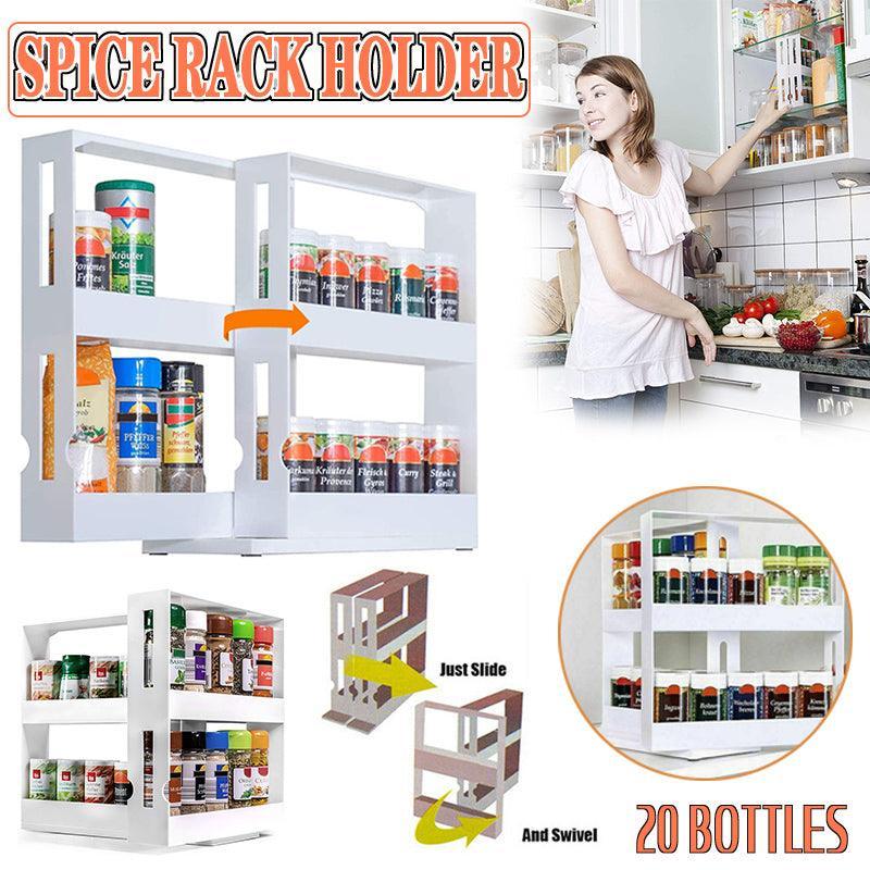 Slide Cabinet Organiser Rack Storage Pantry Kitchen Shelf Spice Jars Can Holder V528-SEASONINGSTORAGEBO-656353