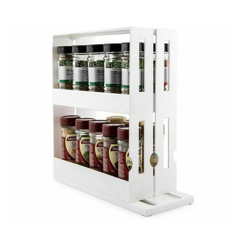 Slide Cabinet Organiser Rack Storage Pantry Kitchen Shelf Spice Jars Can Holder V528-SEASONINGSTORAGEBO-656353