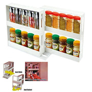 Slide Cabinet Organiser Rack Storage Pantry Kitchen Shelf Spice Jars Can Holder V528-SEASONINGSTORAGEBO-656353
