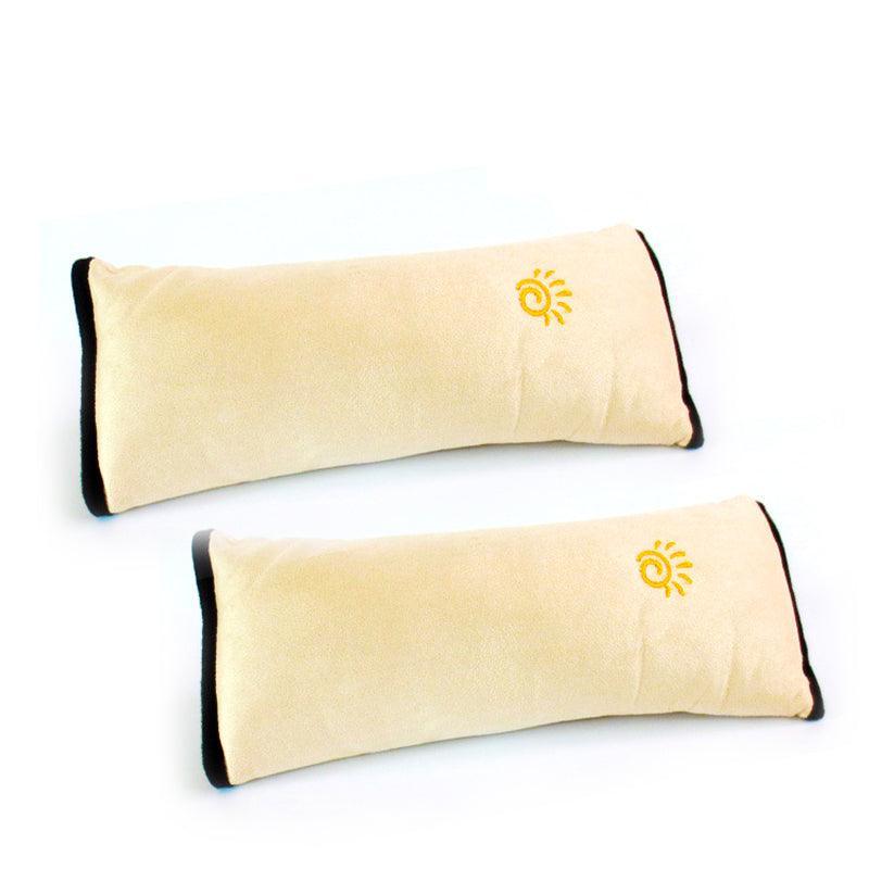 1/2x Soft Plush Car Shoulder Pad and Cushion Pillow for Travel Comfort - Beige V528-SEATBELTPILLOW-BEIGE-859705