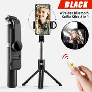 Wireless Bluetooth Selfie Stick Tripod with Remote Control for Phones 6 in 1 - Black V528-SELFIESTICK-BLACK-786424