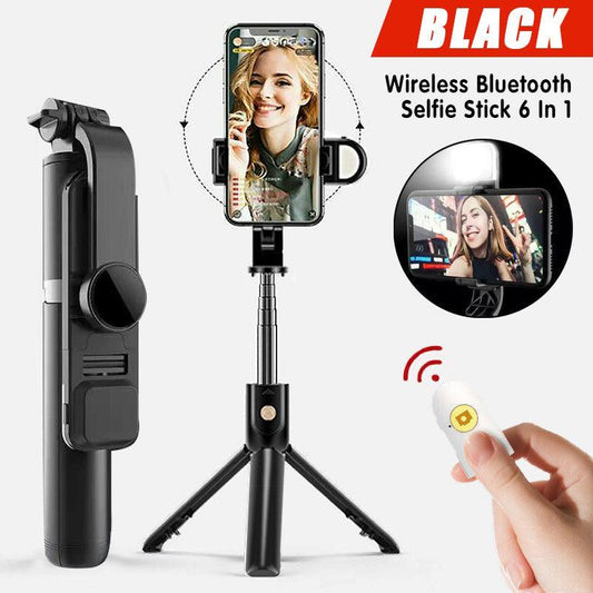 Wireless Bluetooth Selfie Stick Tripod with Remote Control for Phones 6 in 1 - Black V528-SELFIESTICK-BLACK-786424