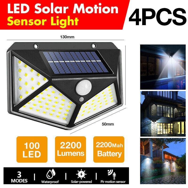 4pcs Solar Powered Outdoor Motion Sensor Security Light 100 LED Waterproof V528-SENSORLIGHT-680926