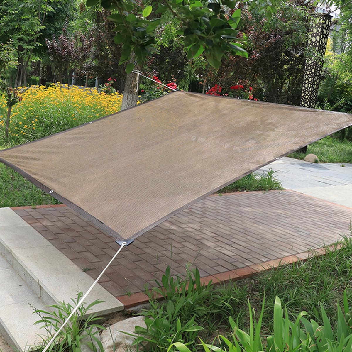 Breathable Sun Shade Sail Canopy Cover Curved Edge Patio Awning Outdoor Brown V528-SHADE-NET-2M-3M-711457