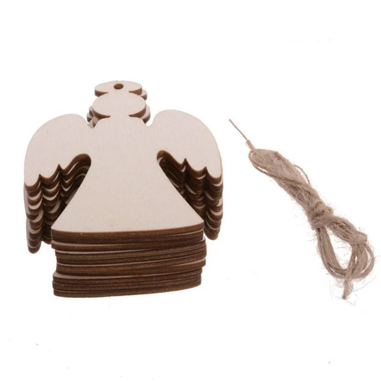 Wooden Christmas Hanging Ornament for Tree DIY Craft Decoration 10pcs - Angel V528-SHAPE-ANGEL39844