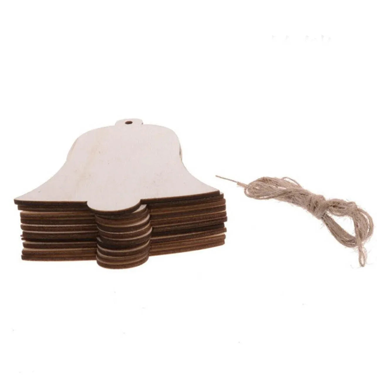 Wooden Christmas Hanging Ornament for Tree DIY Craft Decoration 10pcs - Bell V528-SHAPE-BELL17228