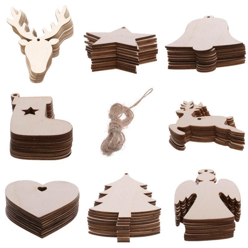 Wooden Christmas Hanging Ornament for Tree DIY Craft Decoration 10pcs - Bell V528-SHAPE-BELL17228