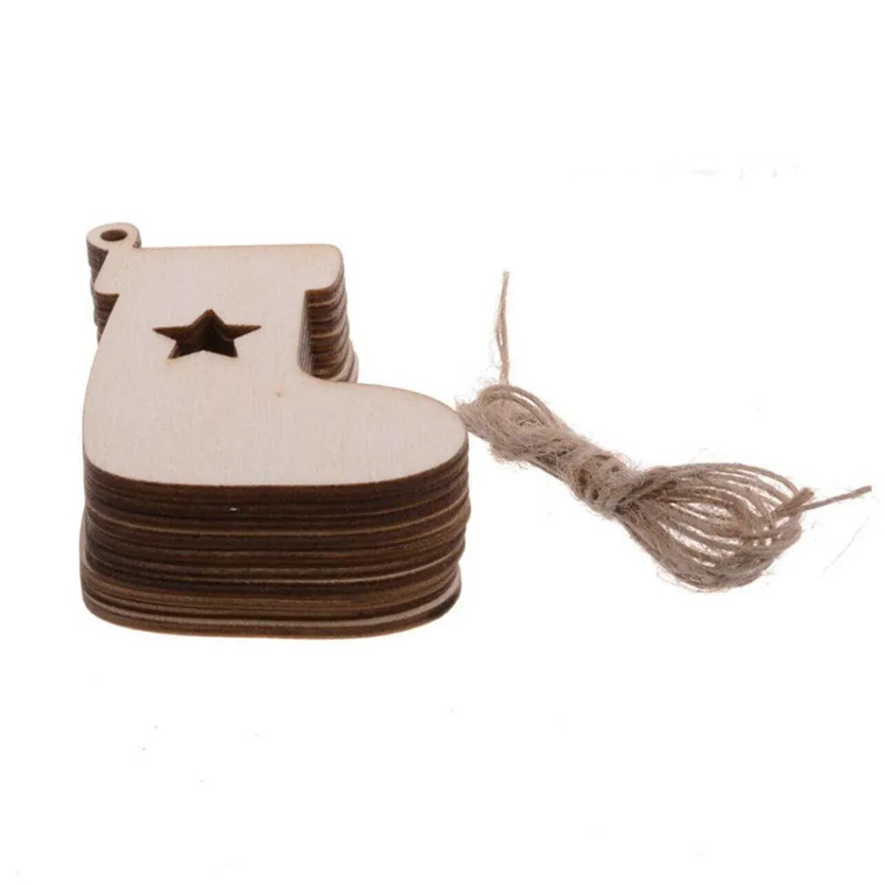 Wooden Christmas Hanging Ornament for Tree DIY Craft Decoration 10pcs - Christmas Stocking V528-SHAPE-CHRISTMASSTOCKING95092