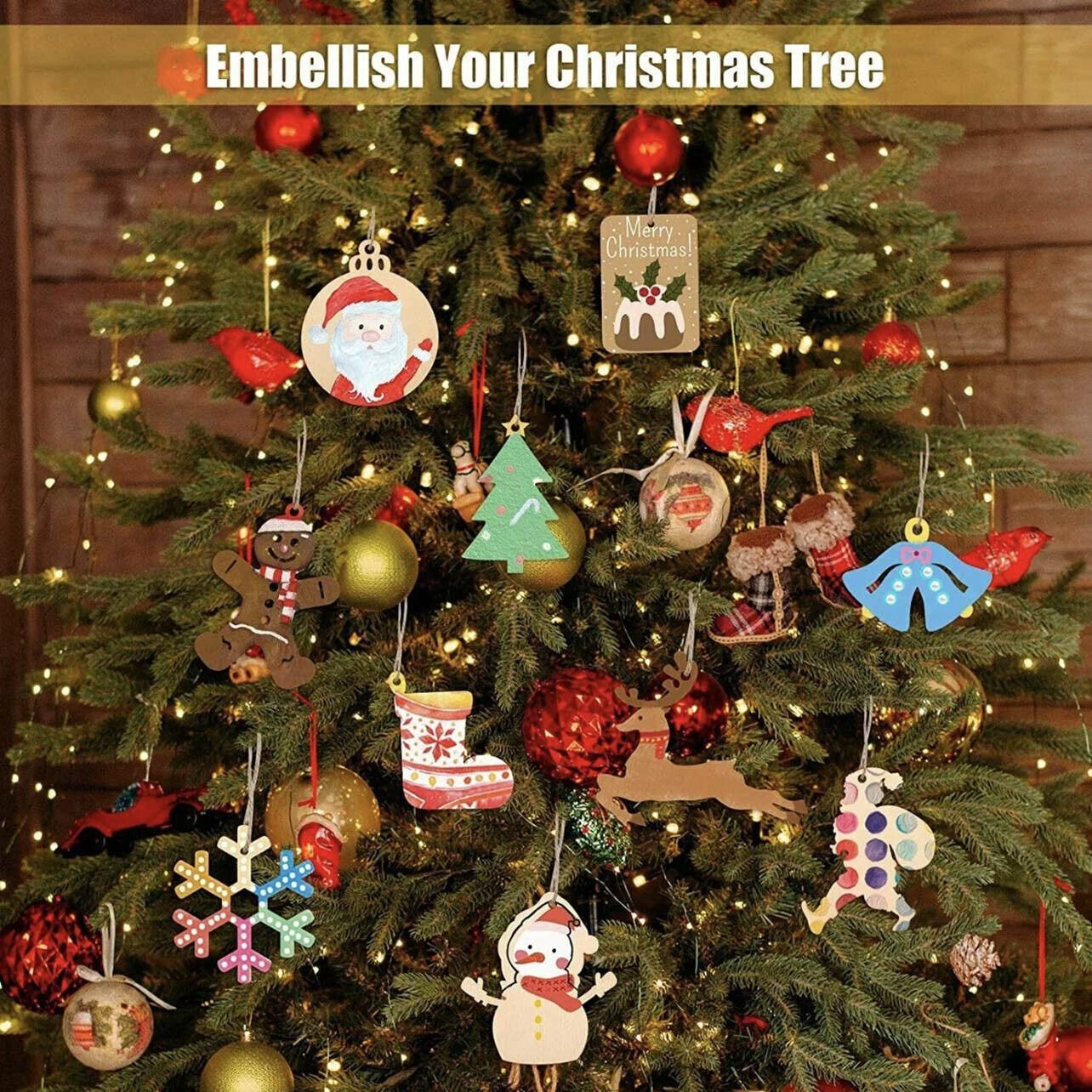 Wooden Christmas Hanging Ornament for Tree DIY Craft Decoration 10pcs - Christmas Tree V528-SHAPE-CHRISTMASTREE28078