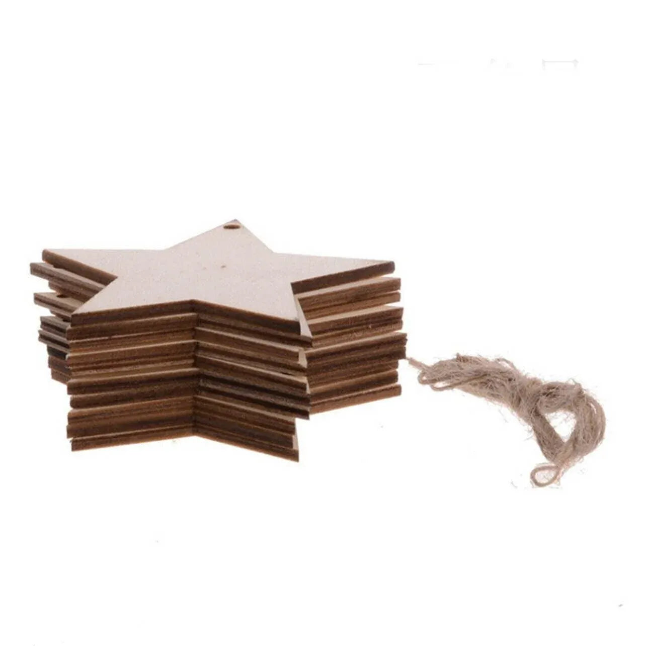 Wooden Christmas Hanging Ornament for Tree DIY Craft Decoration 10pcs - Star V528-SHAPE-STAR19125