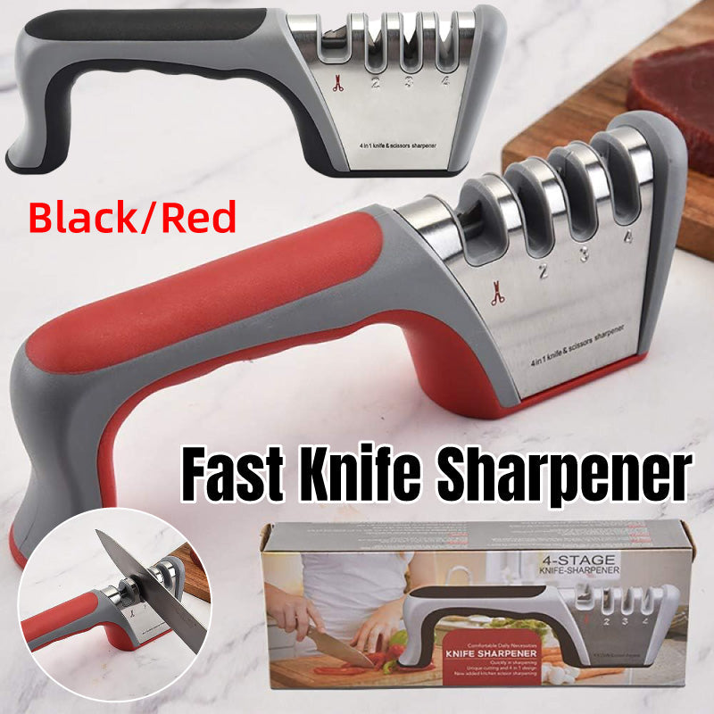Four Stage Knife Sharpener Multifunction Kitchen Blade Sharpening Tool Quick Use - Black V528-SHARPENER-ASH-BLACK-571719