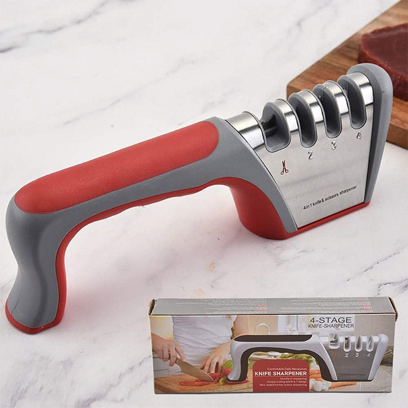 Four Stage Knife Sharpener Multifunction Kitchen Blade Sharpening Tool Quick Use - Black V528-SHARPENER-ASH-BLACK-571719