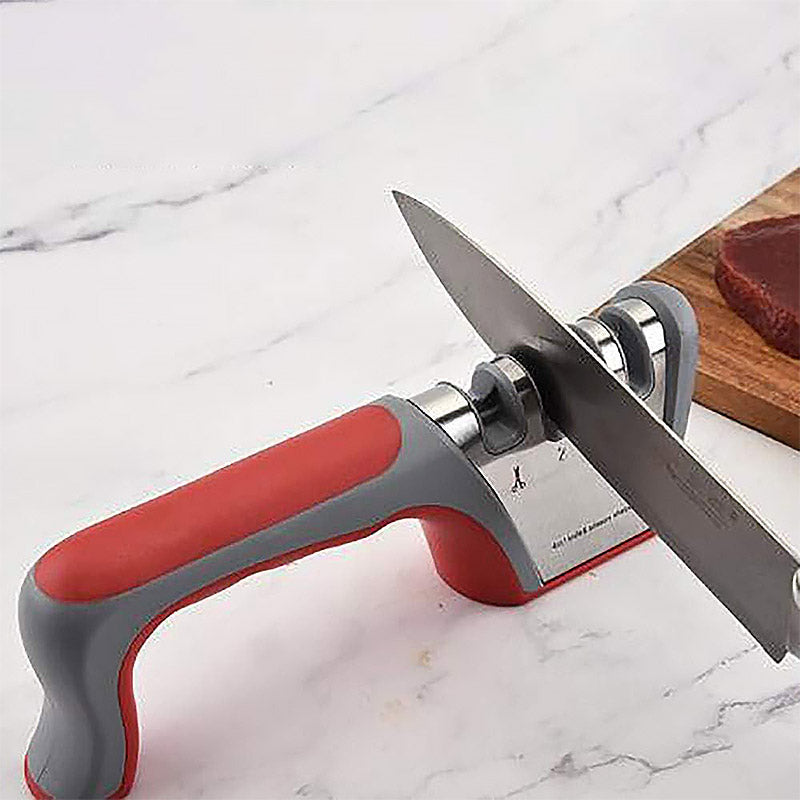 Four Stage Knife Sharpener Multifunction Kitchen Blade Sharpening Tool Quick Use - Red V528-SHARPENER-GRAYISH-RED-893304