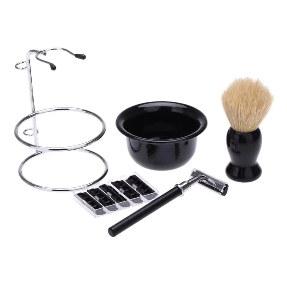 5PCS Shaving Kit Set Manual Razor Brush Stand Bowl Set for Men V528-SHAVING-BRUSH-5PCS-489487