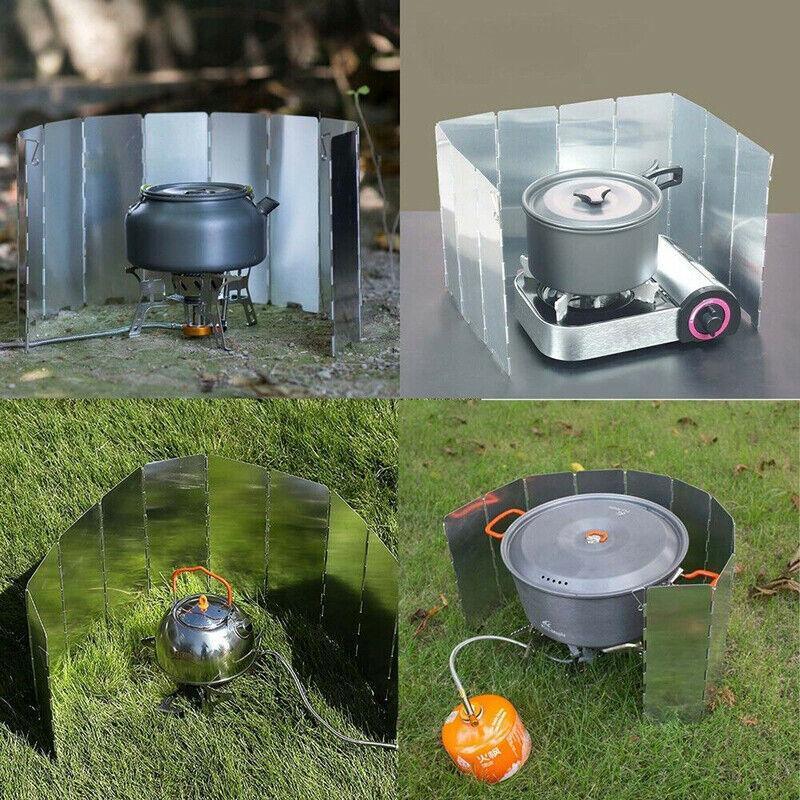 10 Plates Foldable Aluminum Camping Cooker Wind Shield for BBQ Stove V528-SHIELDSCREENS-744979