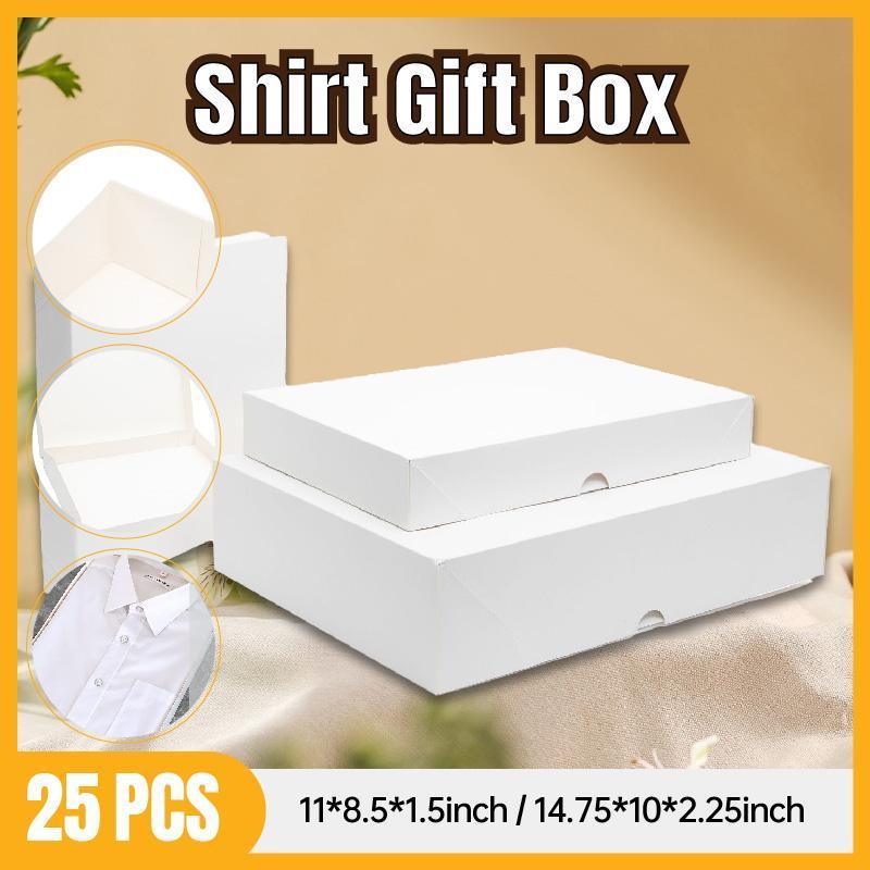 Premium Shirt Packaging Boxes 350g White Cardboard 2Sizes Easy Storage Flat Pack - 25pcs-11*8.5*1.5inch V528-SHIRT-BOX-25PCS-11-85-15-172270