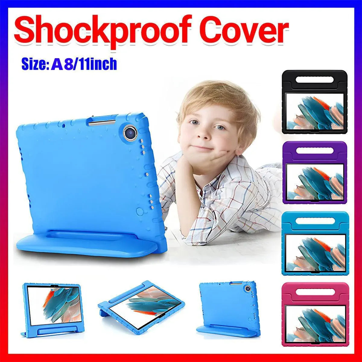 For Samsung Galaxy Tab A8 Plus 11Inch EVA Case Handheld Protective Drop Cover - Pink V528-SHOCKPROOFCOVER-PINK-840387