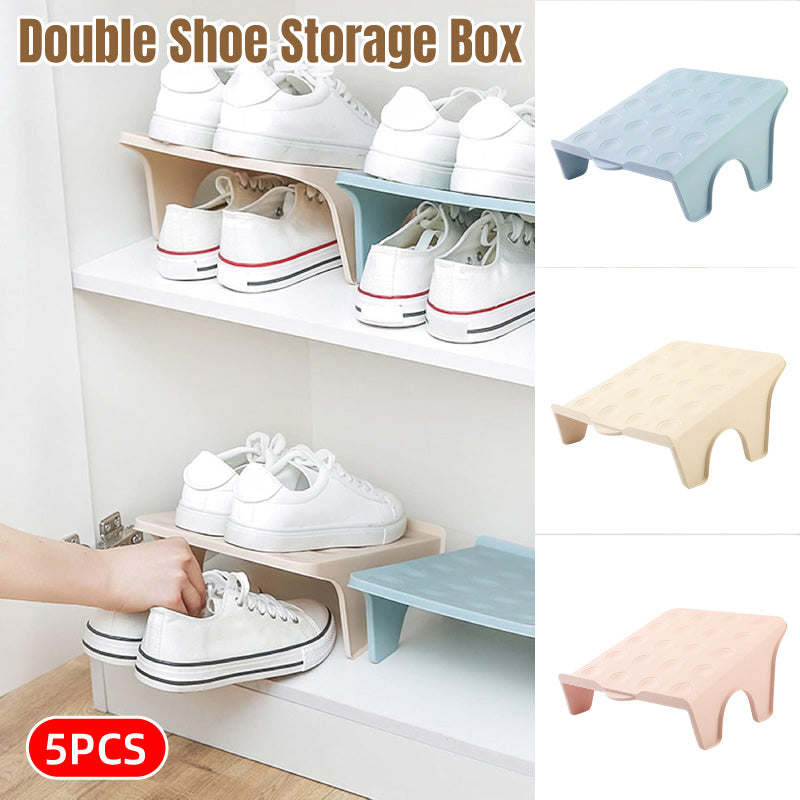 5pcs Double Layer Shoe Rack Simple Storage Organizer Space Saving Shoe Holder - Pink V528-SHOE-5PCS-PINK-373869