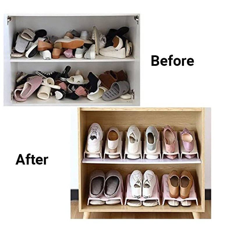 5pcs Double Layer Shoe Rack Simple Storage Organizer Space Saving Shoe Holder - Pink V528-SHOE-5PCS-PINK-373869