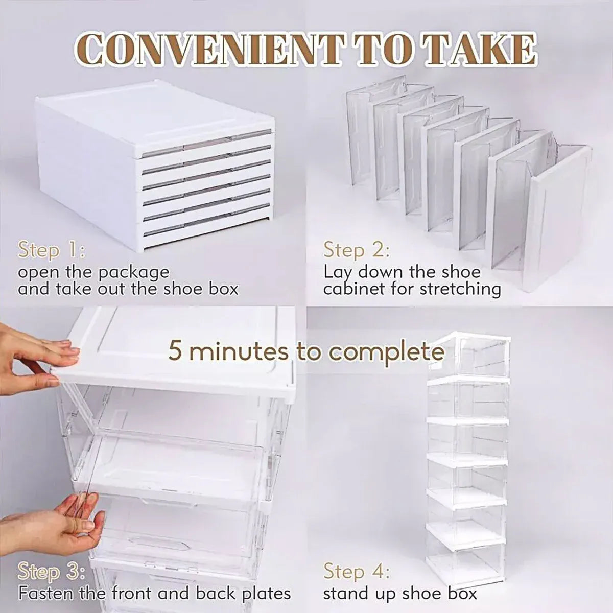 Easy Assemble Shoe Box Foldable Rack 3/6 Layers Storage Transparent Drawers - 3-Tier V528-SHOE-RACK-3-961836