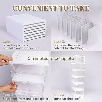 Easy Assemble Shoe Box Foldable Rack 3/6 Layers Storage Transparent Drawers - 3-Tier V528-SHOE-RACK-3-961836