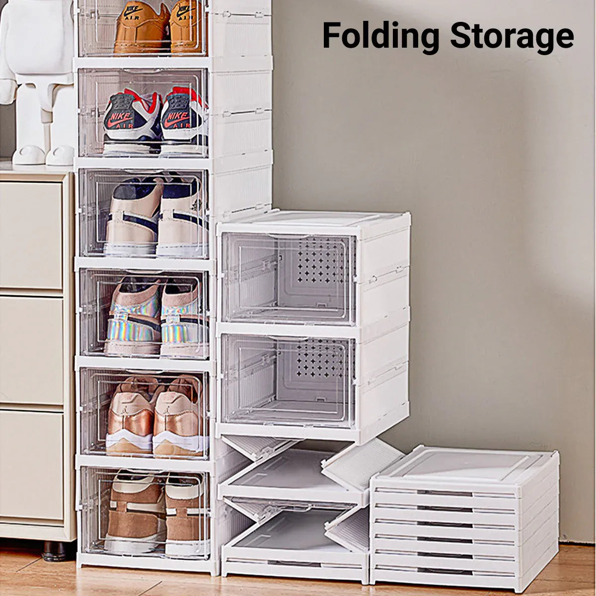 Easy Assemble Shoe Box Foldable Rack 3/6 Layers Storage Transparent Drawers - 3-Tier V528-SHOE-RACK-3-961836
