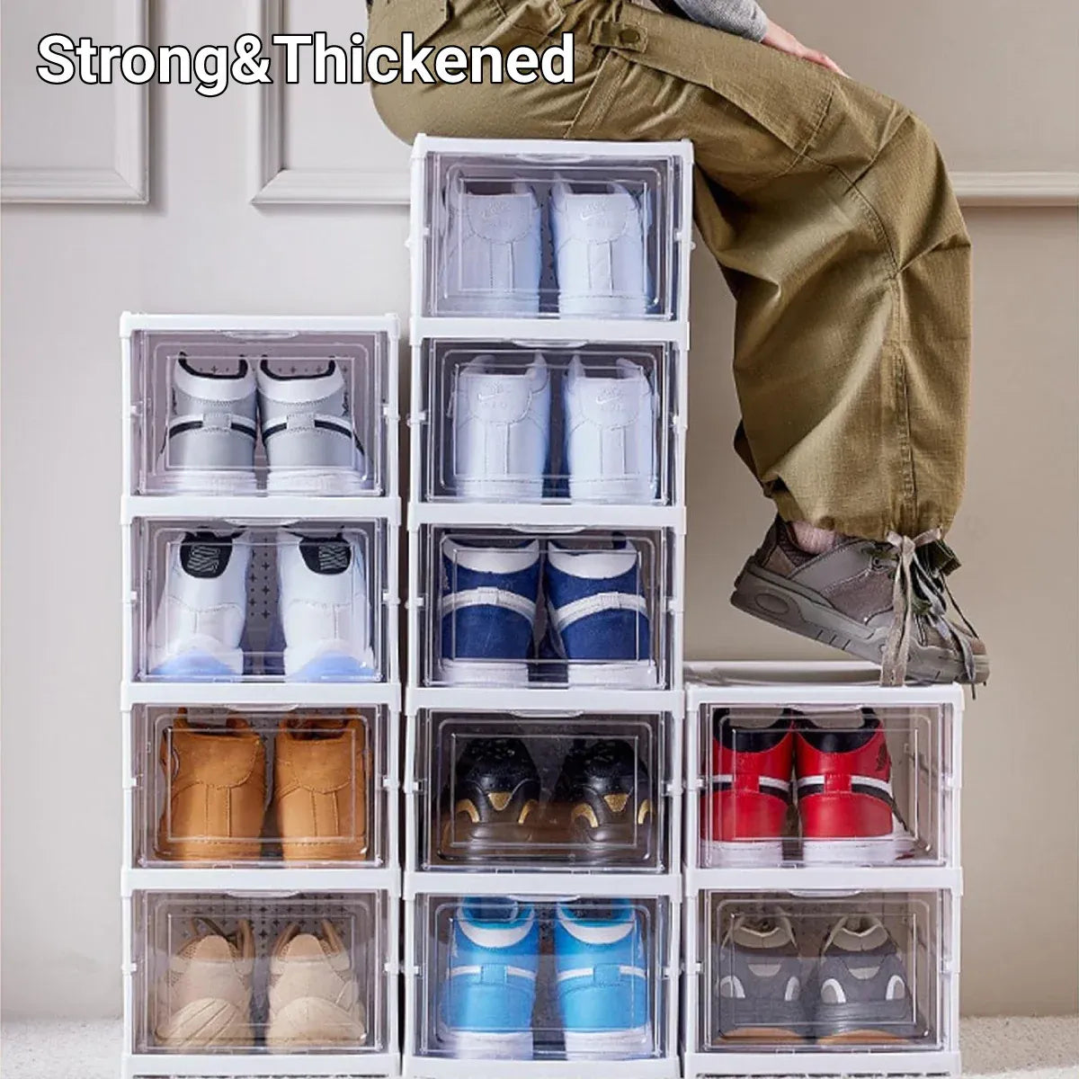 Easy Assemble Shoe Box Foldable Rack 3/6 Layers Storage Transparent Drawers - 3-Tier V528-SHOE-RACK-3-961836