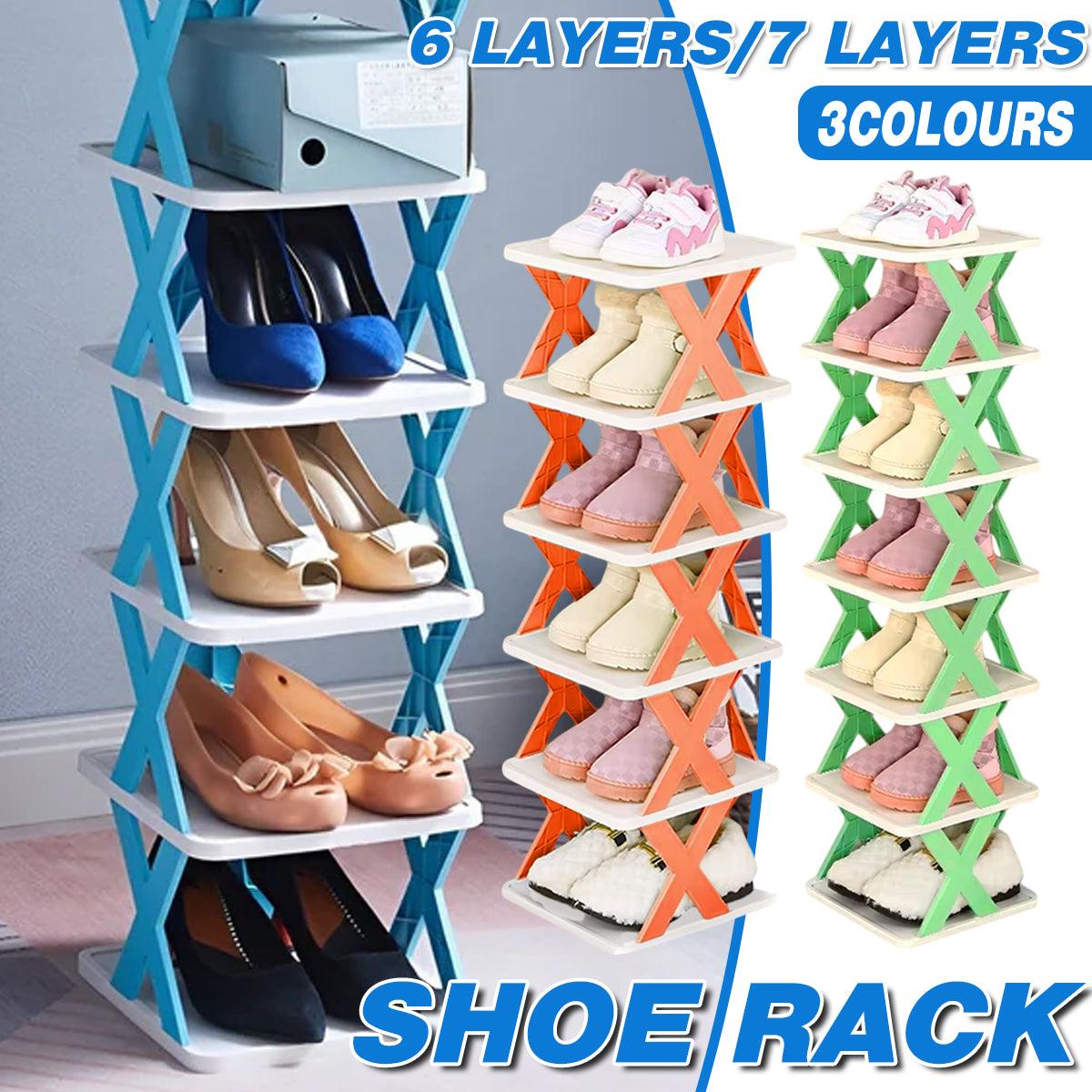 6/7 Tier Shoe Rack Space Saving Small Shoe Cabinet Storage Shelf Organizer - Blue-6 Layer V528-SHOE-RACK-6-BLUE-369548