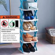6/7 Tier Shoe Rack Space Saving Small Shoe Cabinet Storage Shelf Organizer - Blue-6 Layer V528-SHOE-RACK-6-BLUE-369548