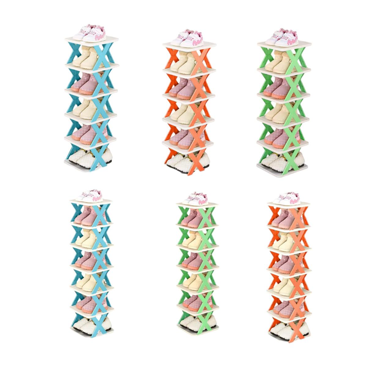 6/7 Tier Shoe Rack Space Saving Small Shoe Cabinet Storage Shelf Organizer - Orange-7 Layer V528-SHOE-RACK-7-ORANGE-163074