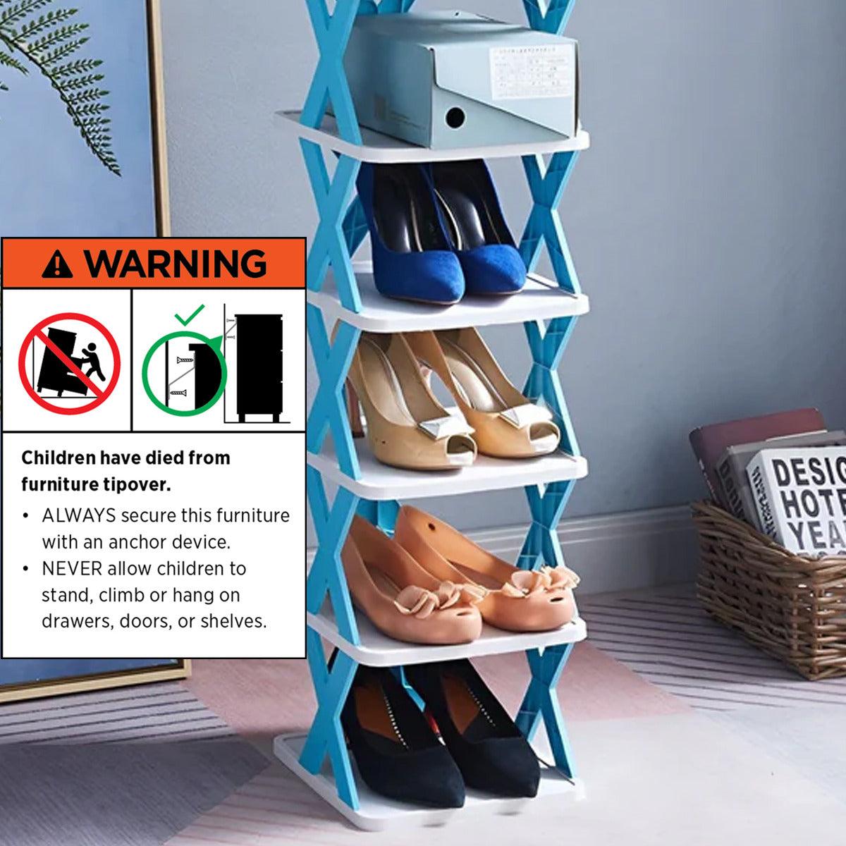 6/7 Tier Shoe Rack Space Saving Small Shoe Cabinet Storage Shelf Organizer - Orange-7 Layer V528-SHOE-RACK-7-ORANGE-163074