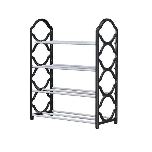 Four Layer Shoe Rack Storage Organizer Multi Tier Shoe Shelf for Entryway Closet - Black V528-SHOE-RACK-BLACK-393885