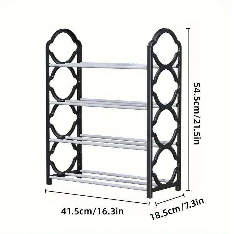 Four Layer Shoe Rack Storage Organizer Multi Tier Shoe Shelf for Entryway Closet - Black V528-SHOE-RACK-BLACK-393885