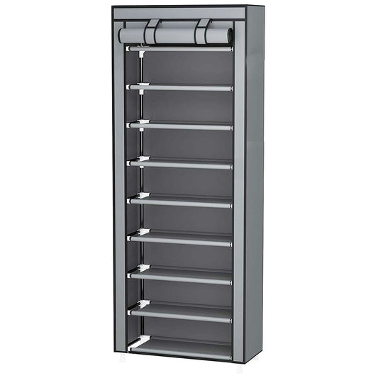10 Tier Black Shoe Rack Dustproof Organiser Shoe Storage Cabinet for Home Use V528-SHOE-RACK-GREY-415815