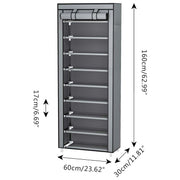 10 Tier Black Shoe Rack Dustproof Organiser Shoe Storage Cabinet for Home Use V528-SHOE-RACK-GREY-415815