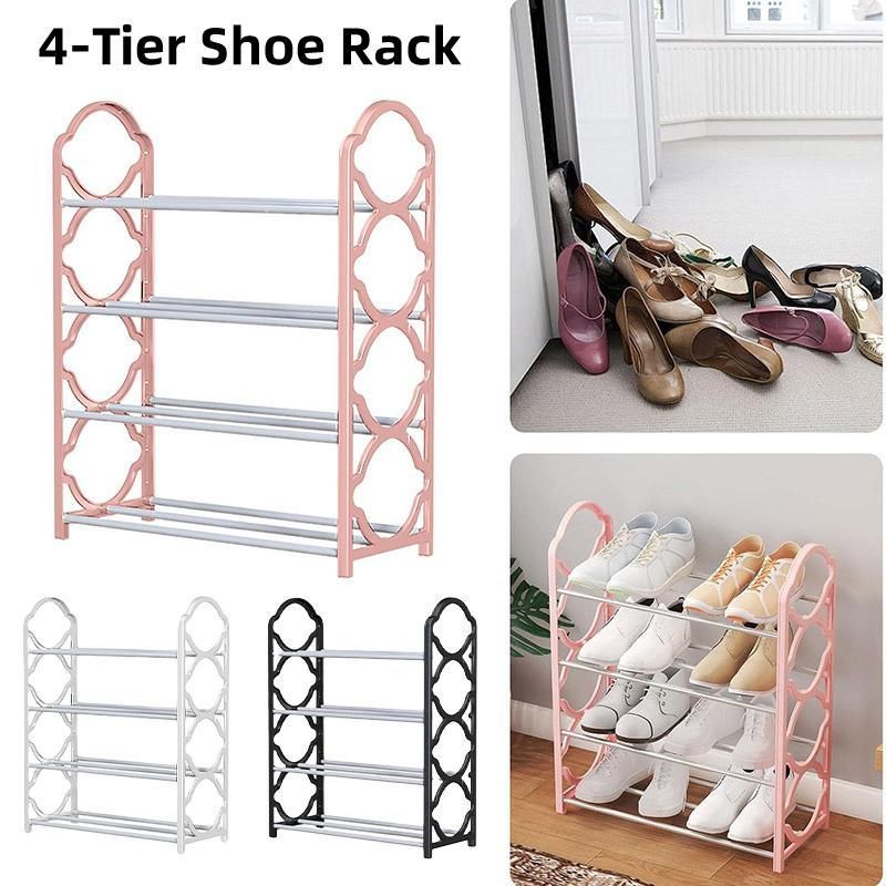 Four Layer Shoe Rack Storage Organizer Multi Tier Shoe Shelf for Entryway Closet - White V528-SHOE-RACK-WHITE-870426