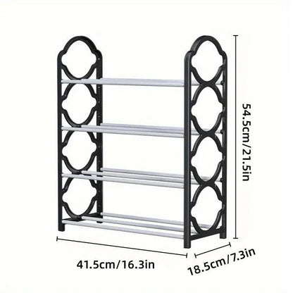 Four Layer Shoe Rack Storage Organizer Multi Tier Shoe Shelf for Entryway Closet - White V528-SHOE-RACK-WHITE-870426