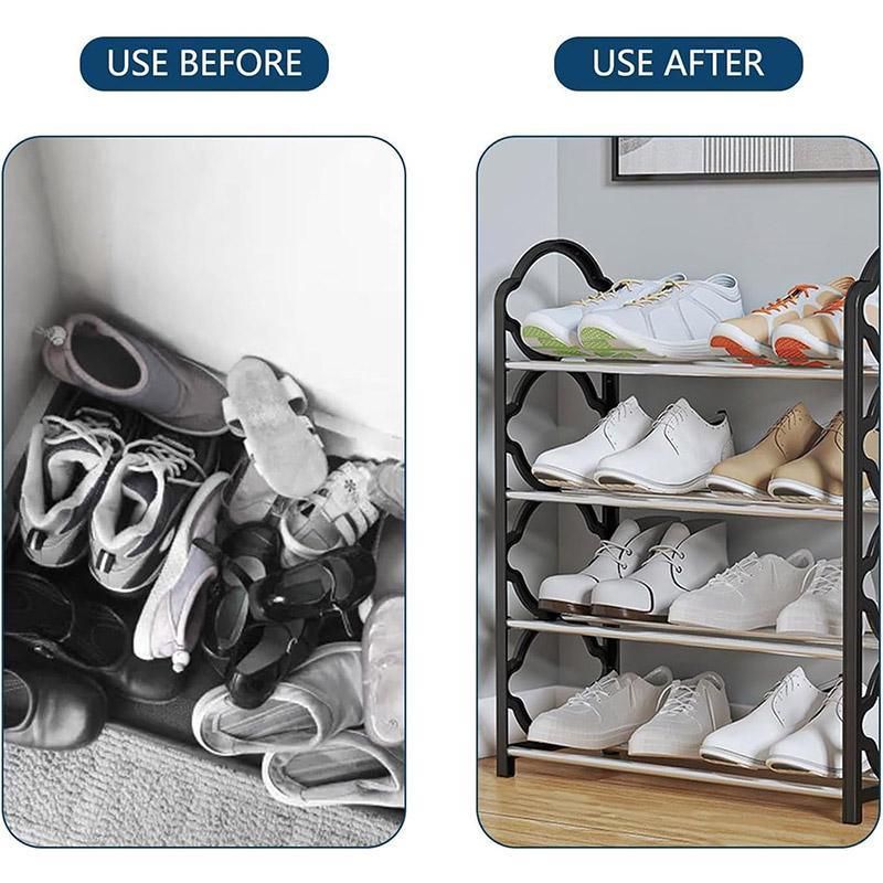 Four Layer Shoe Rack Storage Organizer Multi Tier Shoe Shelf for Entryway Closet - White V528-SHOE-RACK-WHITE-870426