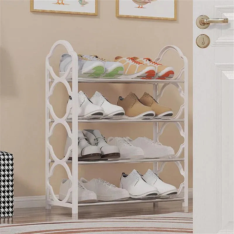 Four Layer Shoe Rack Storage Organizer Multi Tier Shoe Shelf for Entryway Closet - White V528-SHOE-RACK-WHITE-870426