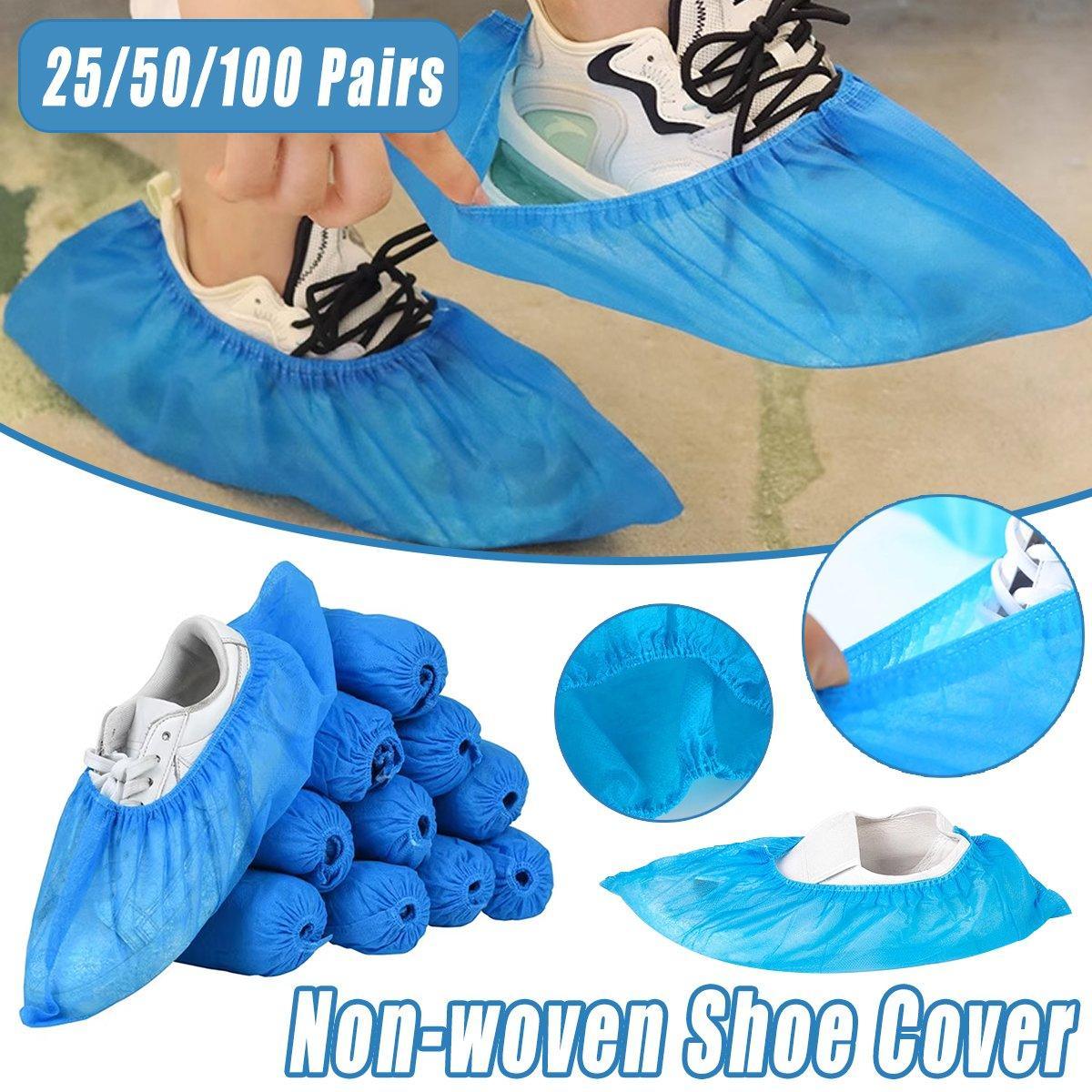 Disposable Non-woven Shoe Covers Anti Slip Boot Cleaning Overshoes 25-100 Pairs - 50 Pairs V528-SHOES-COVERS-50PAIRS-144011