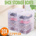 20x Clear Shoe Storage Box Foldable Stackable Plastic Shoe Boxes V528-SHOESTORAGE-20PCS-447469